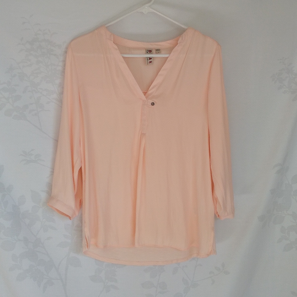 Anthropologie Dolan pink mixed media pullover blouse top M